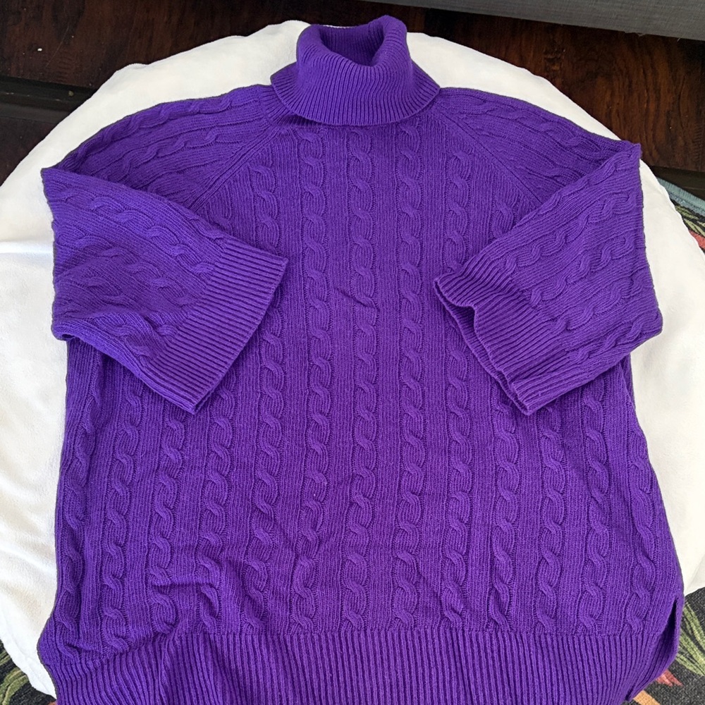 Lauren Ralph Lauren Vibrant Purple Short Sleeve Turtleneck Sweater